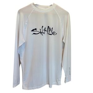 Salt Life Men’s Rashguard White Long Sleeve Graphic Shirt Size Large
